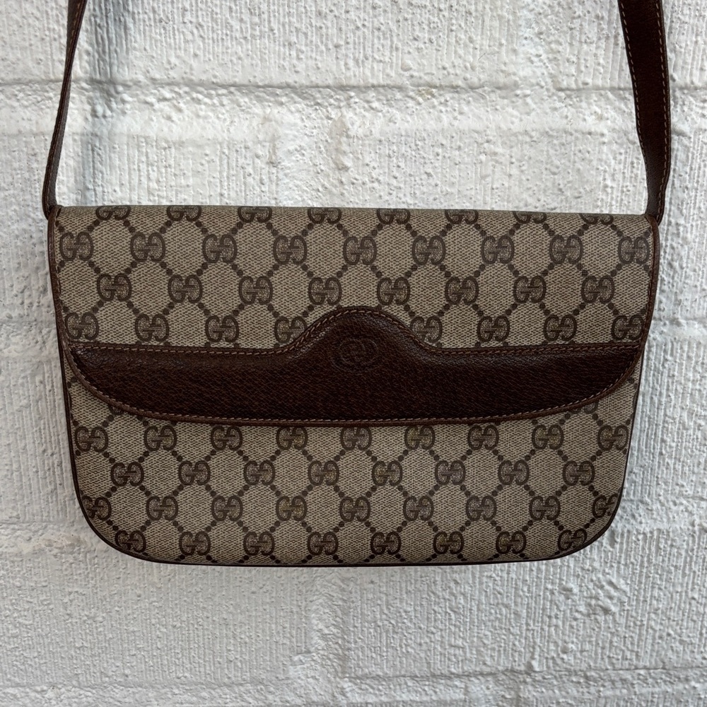 Gucci Canvas GG Supreme Brown Patterned Envelope Messenger Bag
